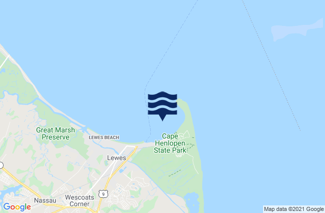 Karte der Gezeiten Breakwater Harbor, United States
