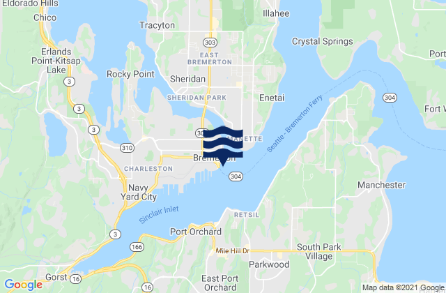 Karte der Gezeiten Bremerton Sinclair Inlet Port Orchard, United States