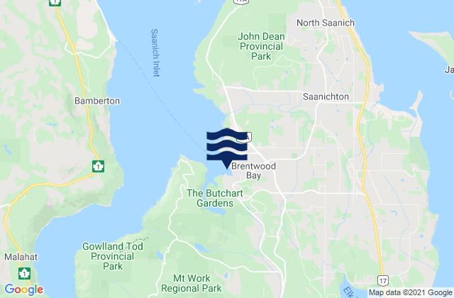 Karte der Gezeiten Brentwood Bay, Canada