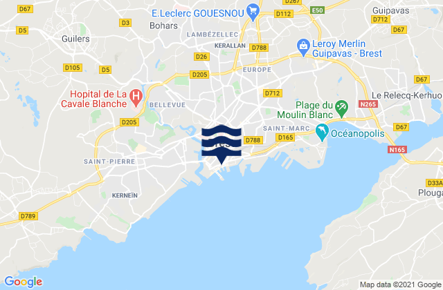 Karte der Gezeiten Brest, France