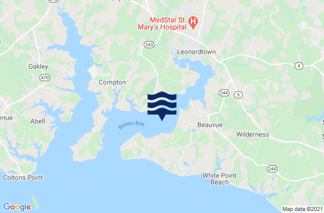 Karte der Gezeiten Breton Bay, United States