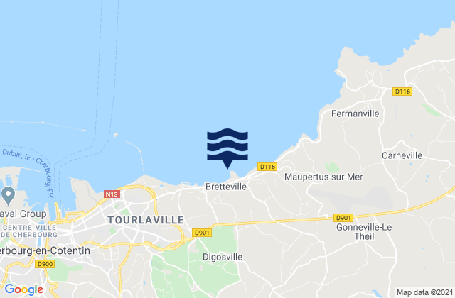 Karte der Gezeiten Bretteville, France
