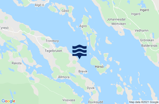 Karte der Gezeiten Brevik, Sweden