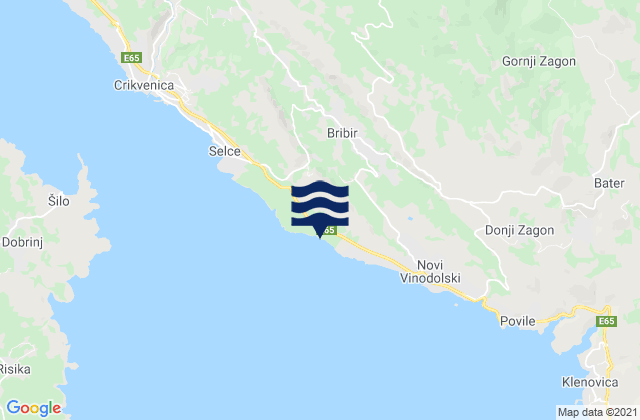 Karte der Gezeiten Bribir, Croatia