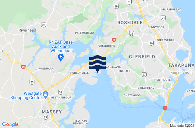 Karte der Gezeiten Brickbat Bay, New Zealand