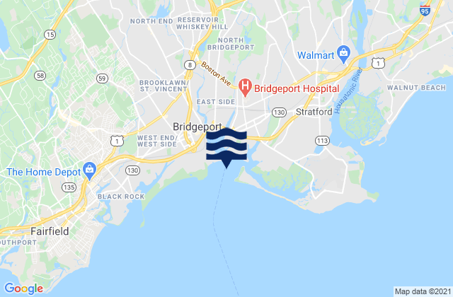 Karte der Gezeiten Bridgeport Harbor, United States