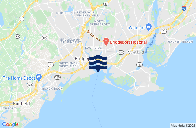 Karte der Gezeiten Bridgeport Harbor Tongue Point, United States