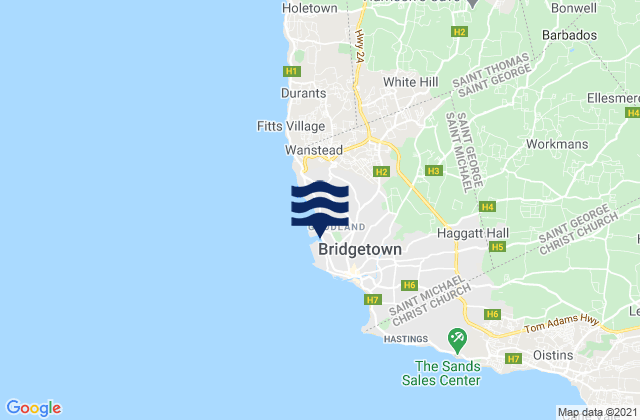 Karte der Gezeiten Bridgetown, Barbados