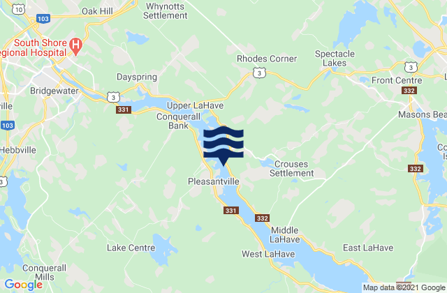 Karte der Gezeiten Bridgewater, Canada