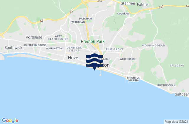 Karte der Gezeiten Brighton Beach, United Kingdom