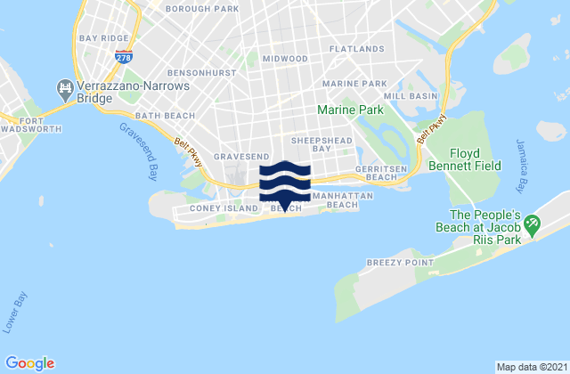Karte der Gezeiten Brighton Beach Brooklyn, United States