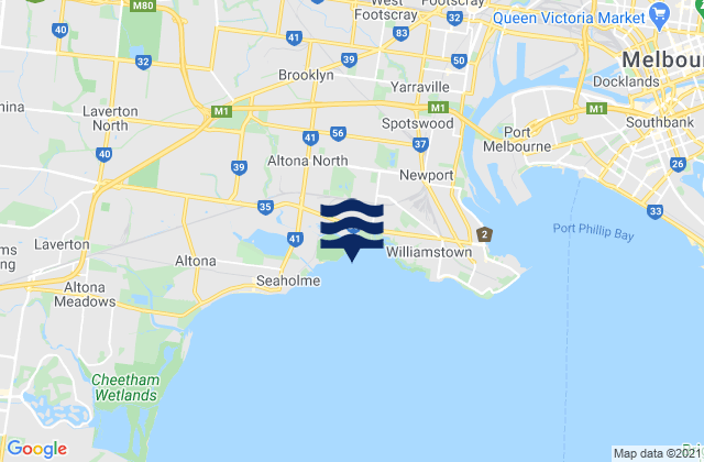 Karte der Gezeiten Brimbank, Australia