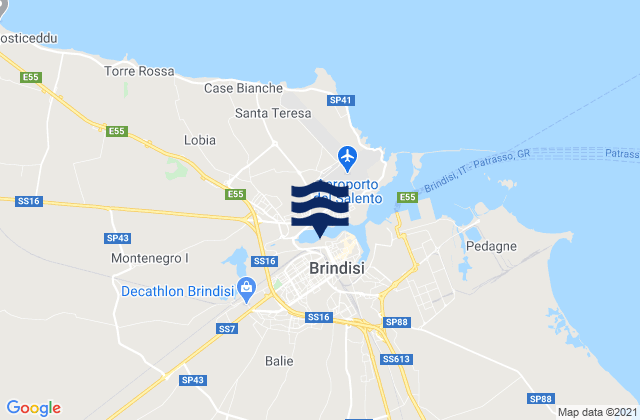 Karte der Gezeiten Brindisi, Italy
