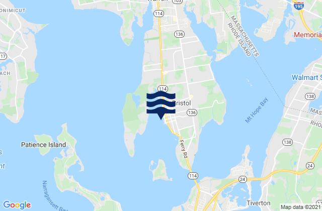 Karte der Gezeiten Bristol (Bristol Harbor), United States