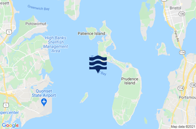 Karte der Gezeiten Bristol Point, Narragansett Bay, United States