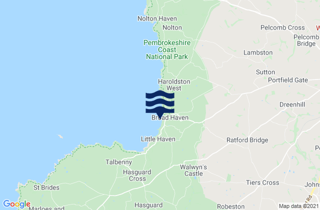 Karte der Gezeiten Broad Haven Beach, United Kingdom