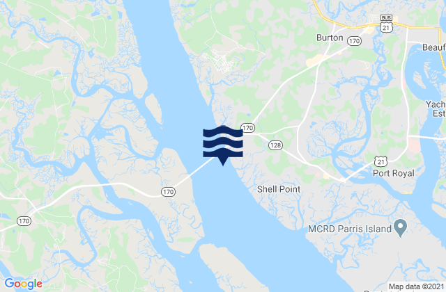 Karte der Gezeiten Broad River Bridge S of Broad River, United States