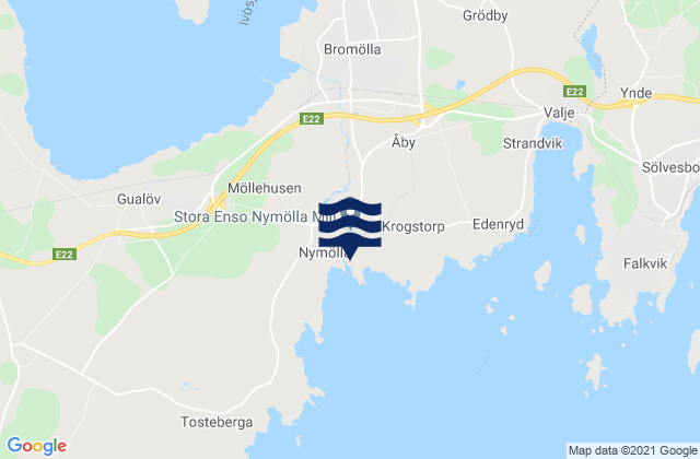 Karte der Gezeiten Bromölla, Sweden