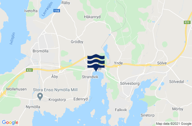 Karte der Gezeiten Bromölla Kommun, Sweden