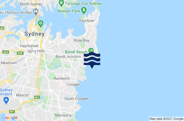 Karte der Gezeiten Bronte Beach, Australia