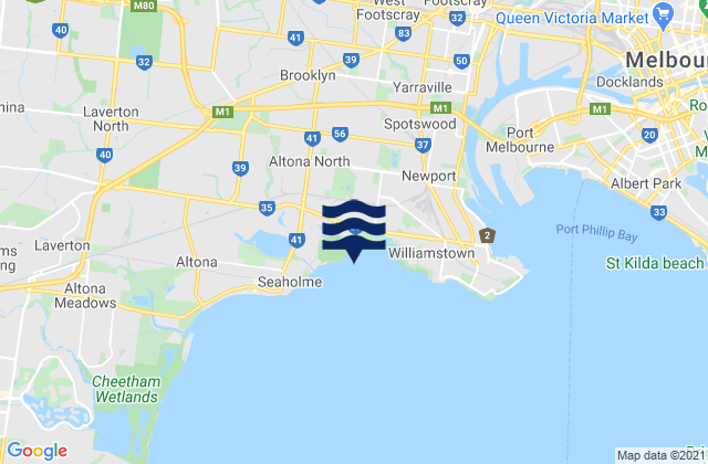 Karte der Gezeiten Brooklyn, Australia