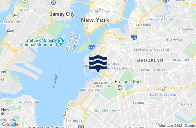 Karte der Gezeiten Brooklyn, United States