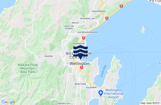 Karte der Gezeiten Brooklyn, New Zealand