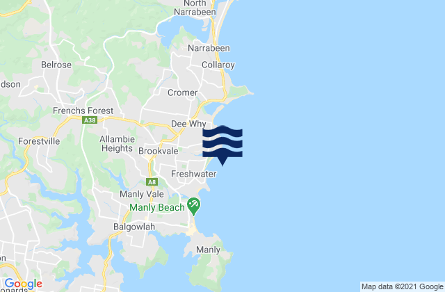 Karte der Gezeiten Brookvale, Australia