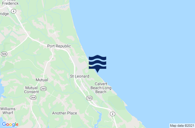 Karte der Gezeiten Broomes Island, United States
