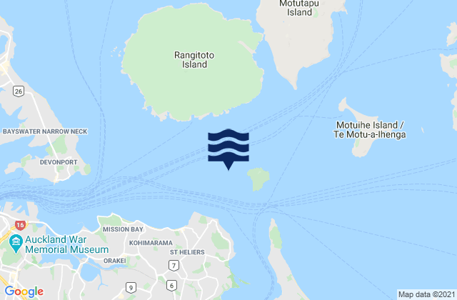 Karte der Gezeiten Browns Island (Motukorea), New Zealand
