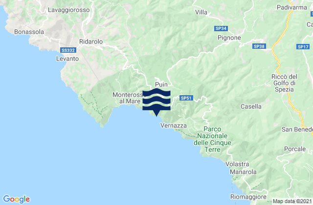 Karte der Gezeiten Brugnato, Italy