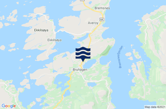 Karte der Gezeiten Bruhagen, Norway