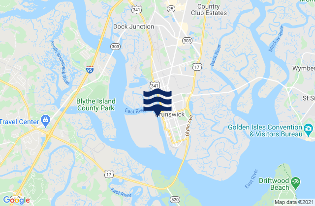 Karte der Gezeiten Brunswick (East River), United States