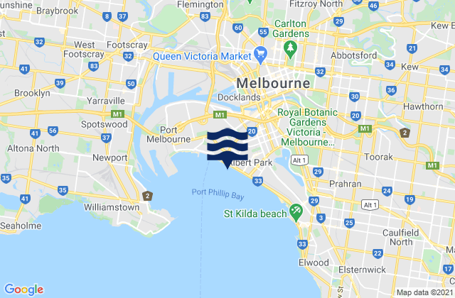 Karte der Gezeiten Brunswick East, Australia