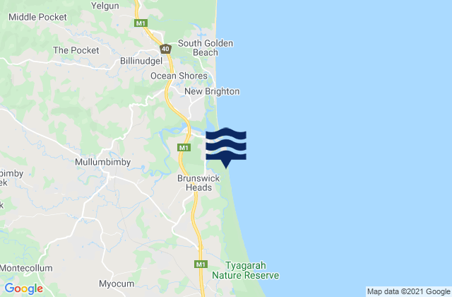 Karte der Gezeiten Brunswick Heads North, Australia