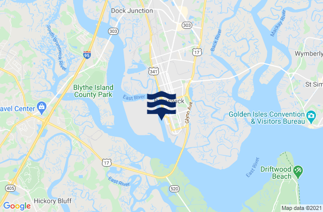 Karte der Gezeiten Brunswick off Prince Street Dock, United States