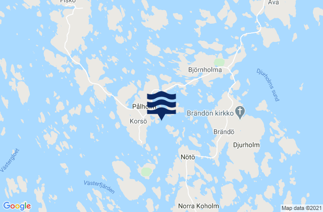 Karte der Gezeiten Brändö, Aland Islands