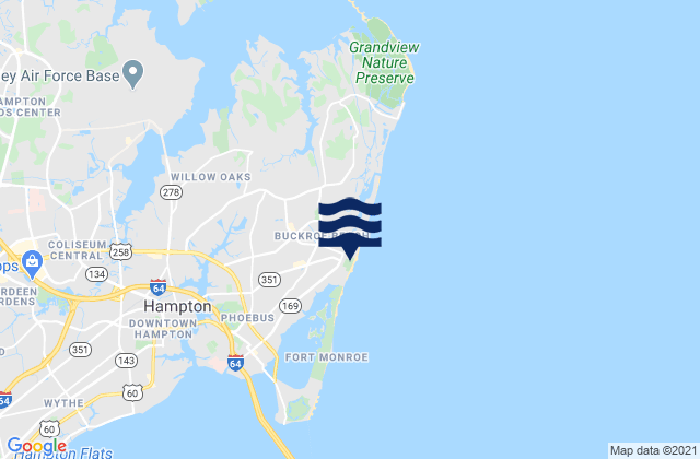 Karte der Gezeiten Buckroe Beach, United States