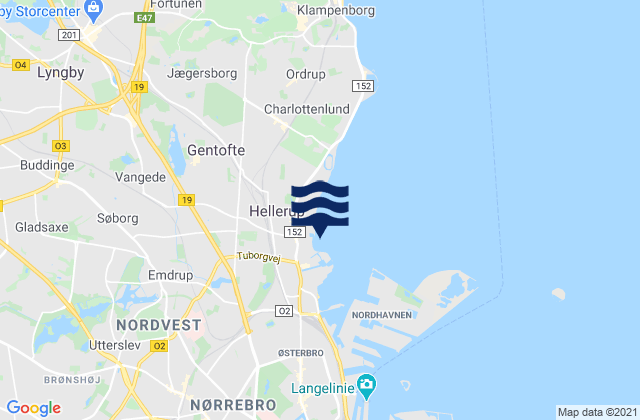 Karte der Gezeiten Buddinge, Denmark