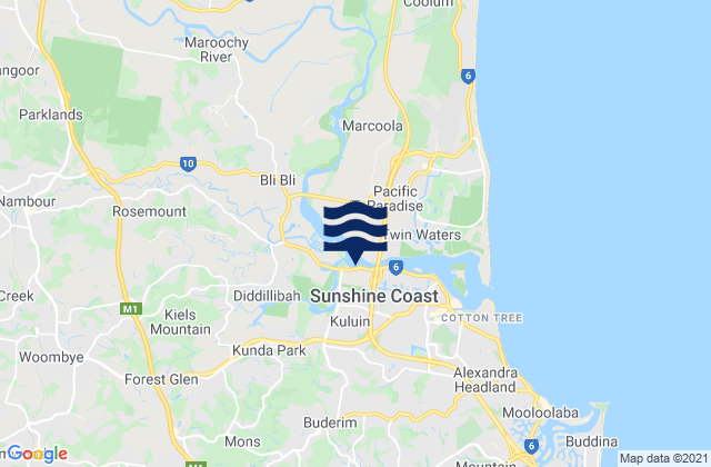 Karte der Gezeiten Buderim, Australia