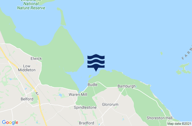 Karte der Gezeiten Budle Bay, United Kingdom