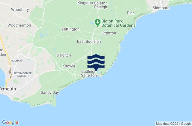 Karte der Gezeiten Budleigh Salterton Beach, United Kingdom