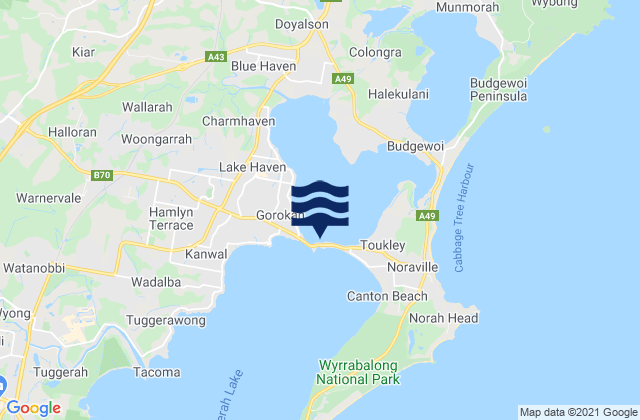 Karte der Gezeiten Buff Point, Australia