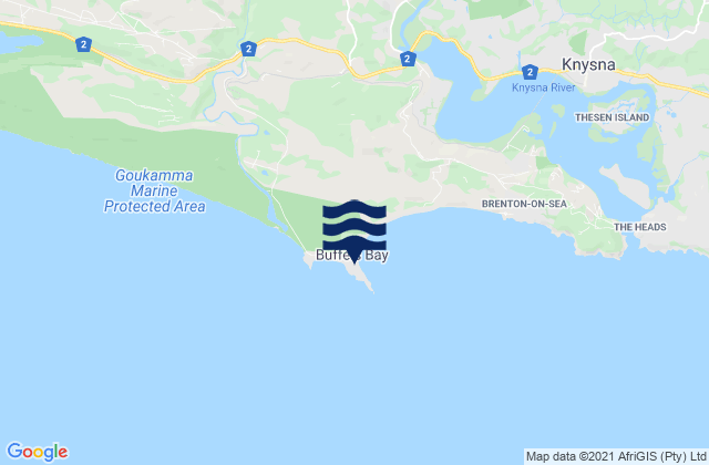 Karte der Gezeiten Buffalo Bay, South Africa