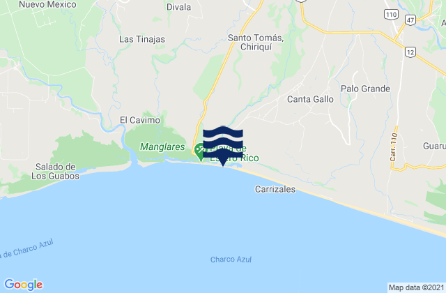 Karte der Gezeiten Bugaba, Panama