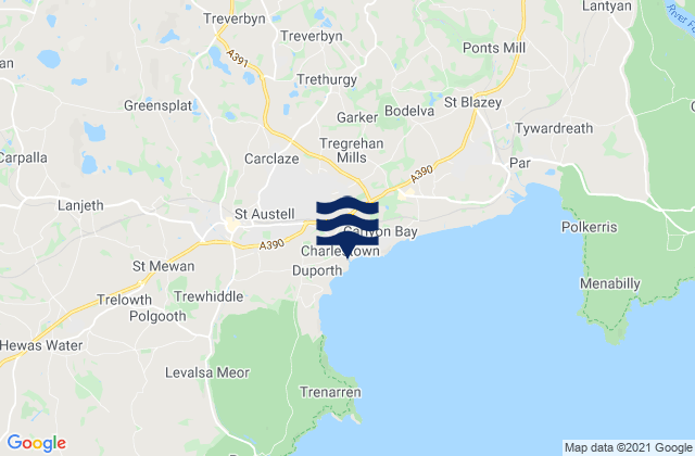 Karte der Gezeiten Bugle, United Kingdom