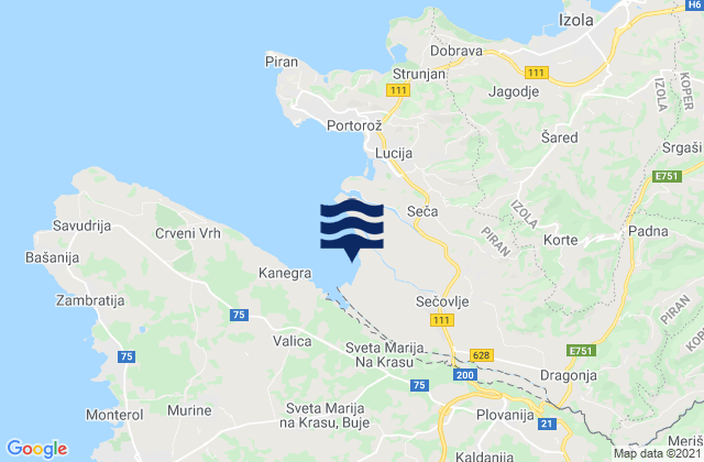 Karte der Gezeiten Buje, Croatia