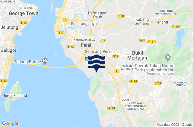 Karte der Gezeiten Bukit Mertajam, Malaysia