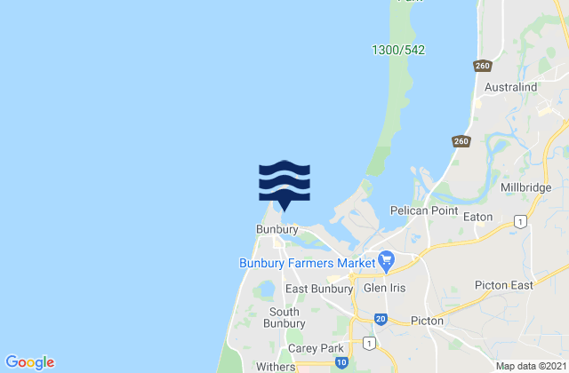 Karte der Gezeiten Bunbury, Australia
