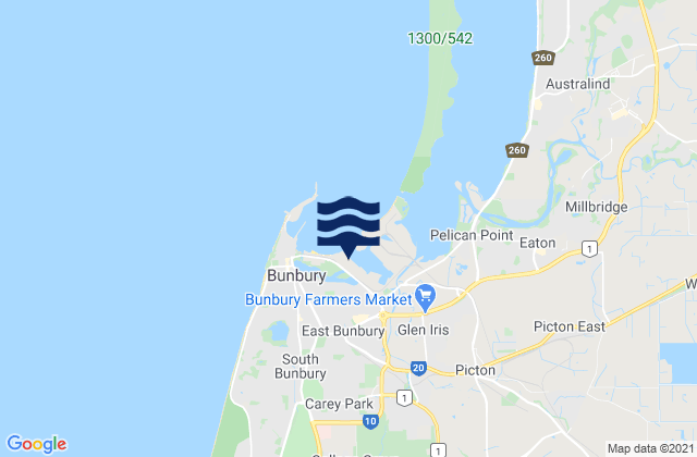 Karte der Gezeiten Bunbury, Australia